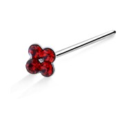 Rhinestone Set Flower Shaped Silver Straight Nose Stud NSKA-74